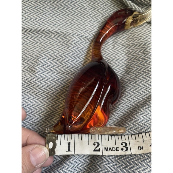 Vintage Murano Art Glass Duck 7.5"  Amber Glass - Picture 8 of 15